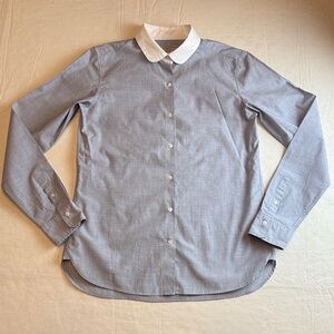 Muji Light Women's Blue Button Down Dress Shirt White Peter Pan Collar Size S